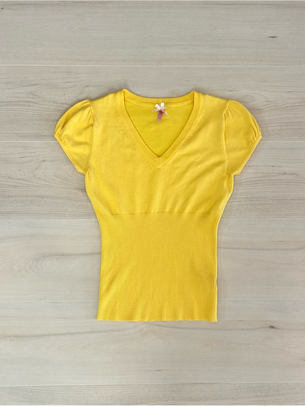 yellow derek heart puff sleeve top